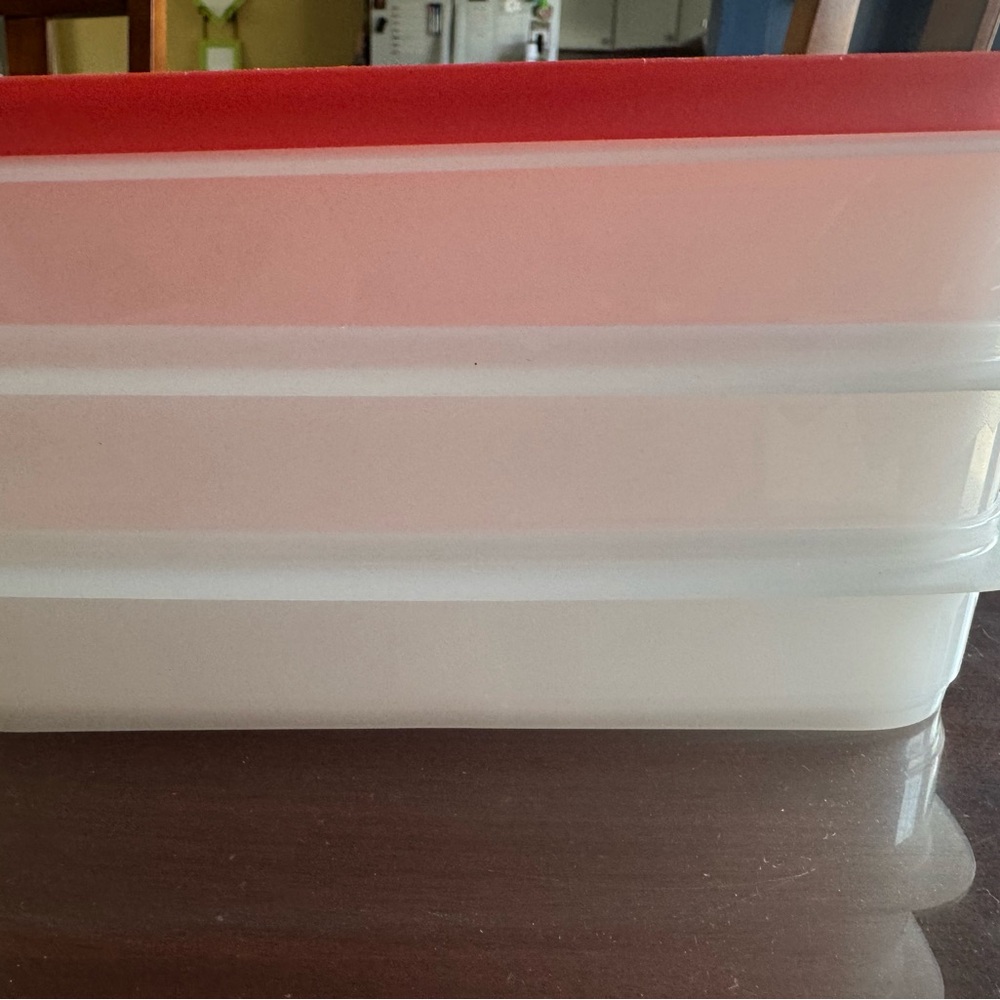 Tupperware coral and clear Food Storage Containers